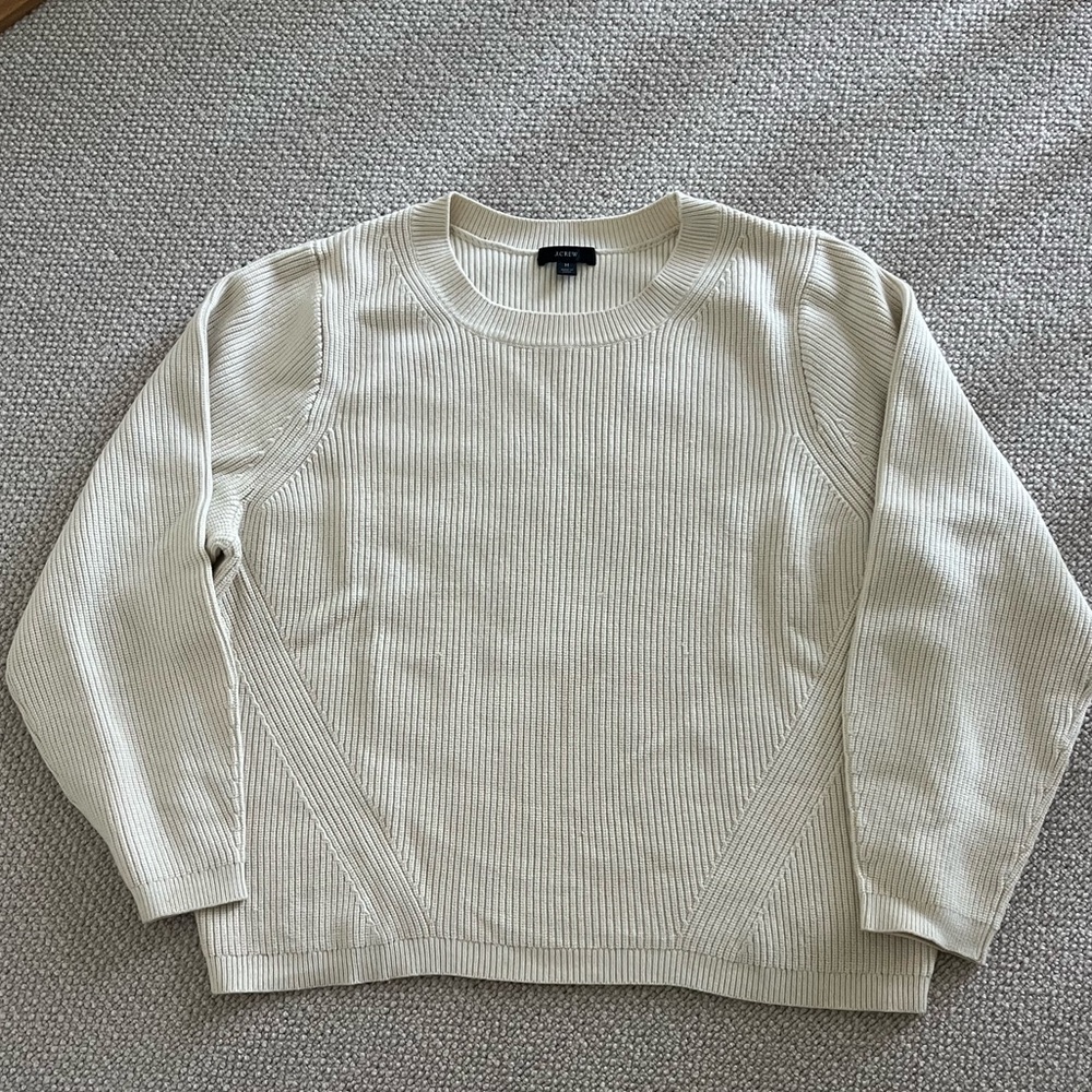 J. Crew Women's Ribbed stretch crewneck sweater with mixed stitch design